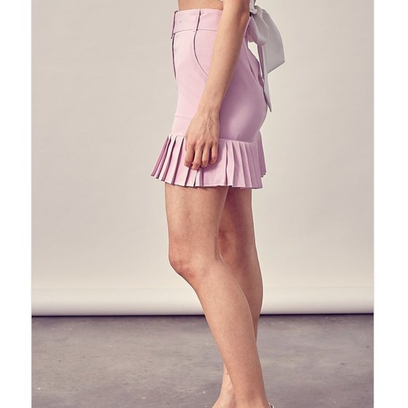IDEM DITTO Lilac Belted Pleated Mini Skirt - Picture 3 of 4
